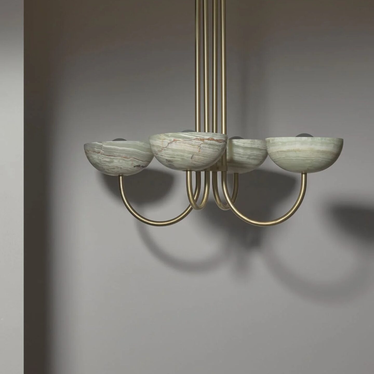 Aurelia Chandelier Narrow Jade Onyx & Brass